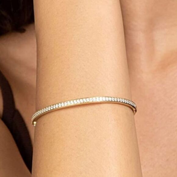 Silver Swarovski Crystal Tennis Bracelet Bangle - Picture 5 of 9